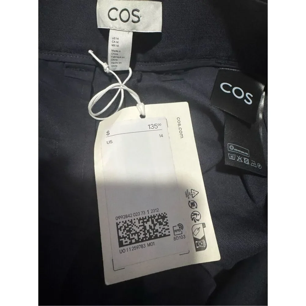 COS NWT blue wide leg linen cotton blend pants 14